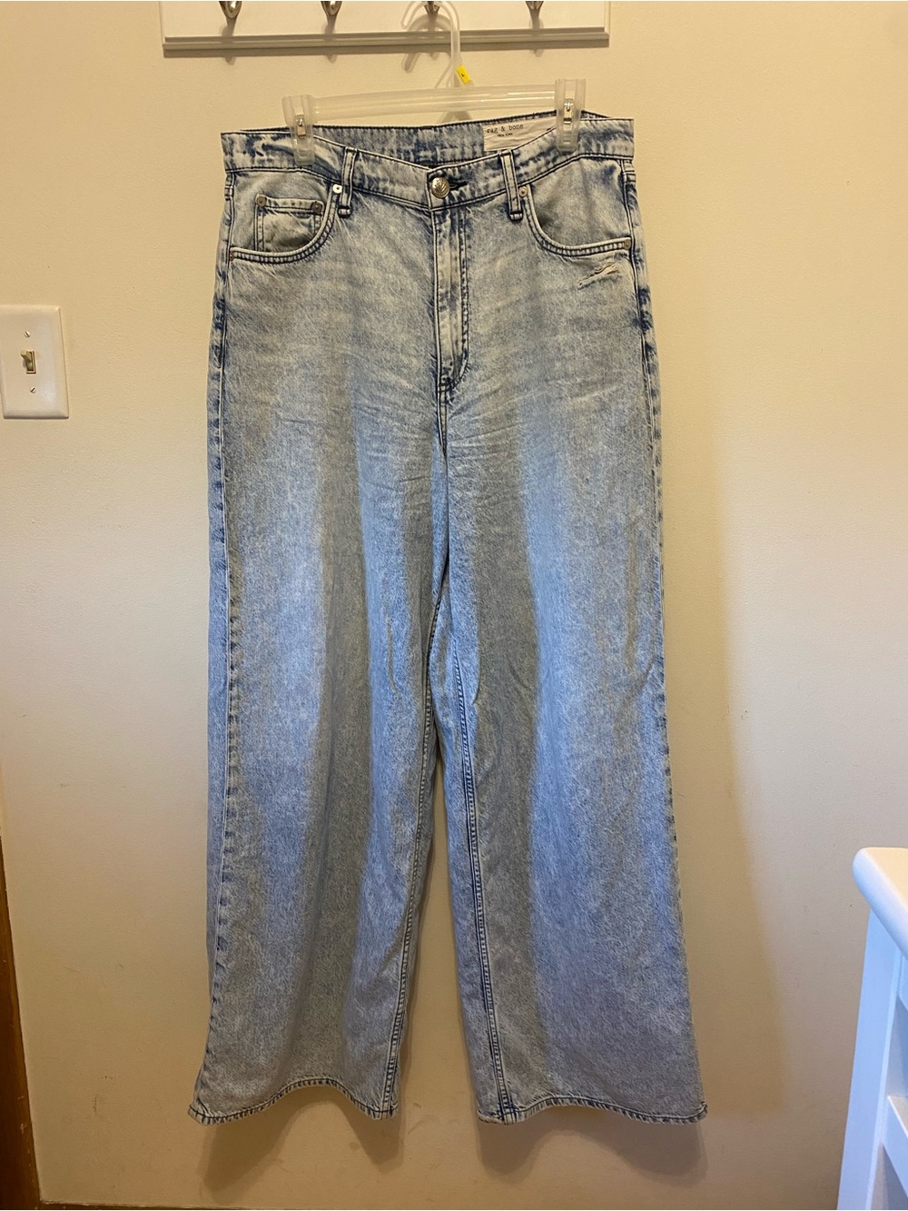 rag & bone Sofie high-rise full length ultra wide light wash jeans size 31